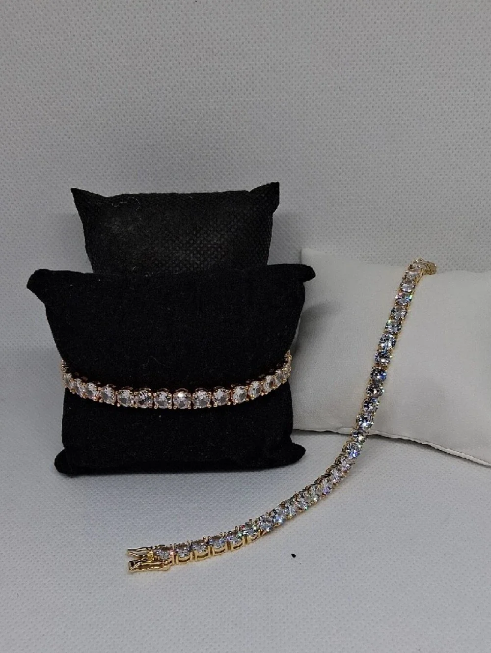 Men's Gold-Tone Tennis Bracelet with Clear Stones